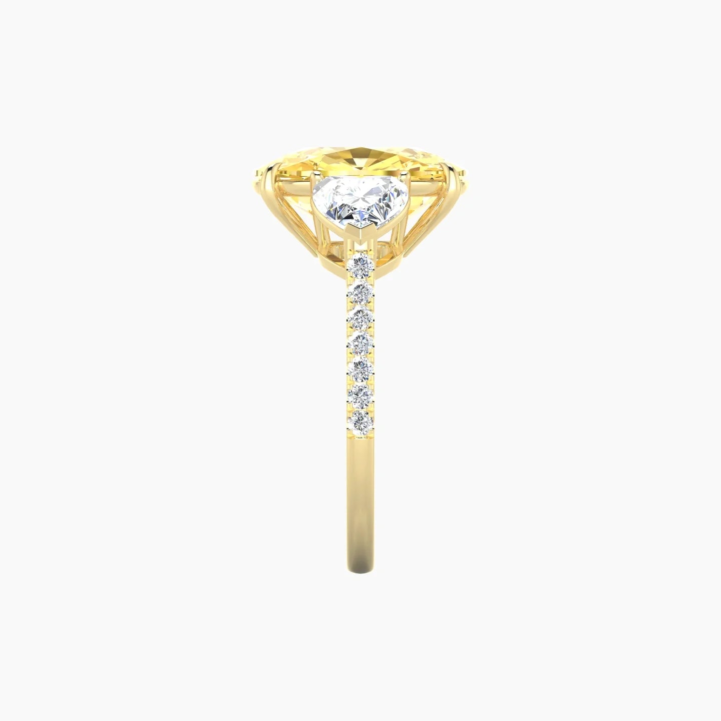 Simple Heart Trilogy with Straight Shank | 18k Yellow Gold 5 ct Cushion Cut Ring