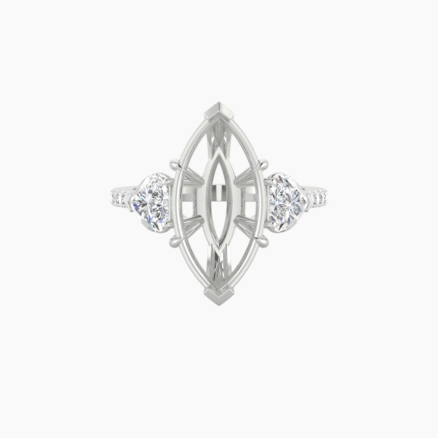 Simple Heart Trilogy with Straight Shank | 18k White Gold 5-7.99 ct Marquise Cut Ring Setting