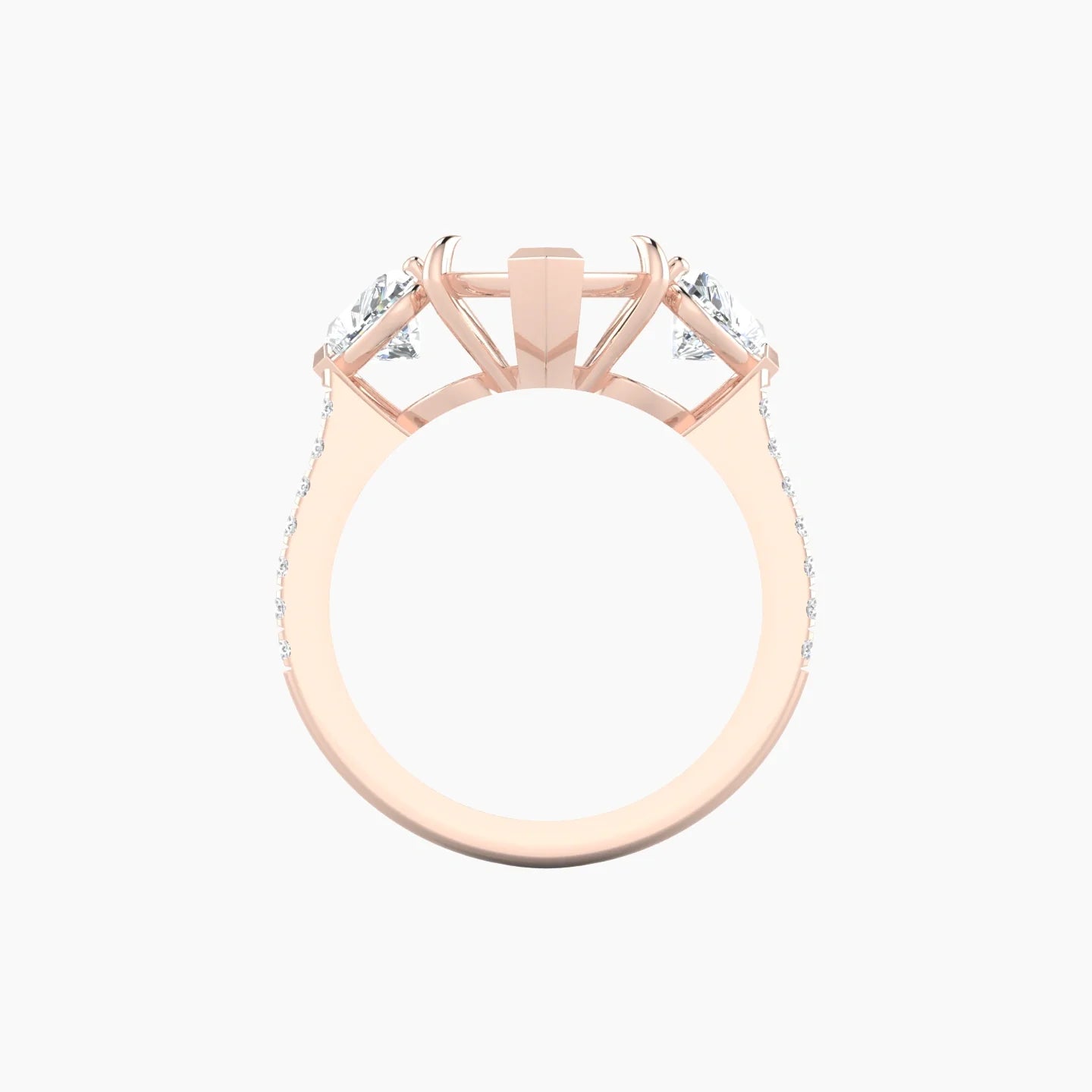 Simple Heart Trilogy with Straight Shank | 18k Rose Gold 5-7.99 ct Marquise Cut Ring Setting