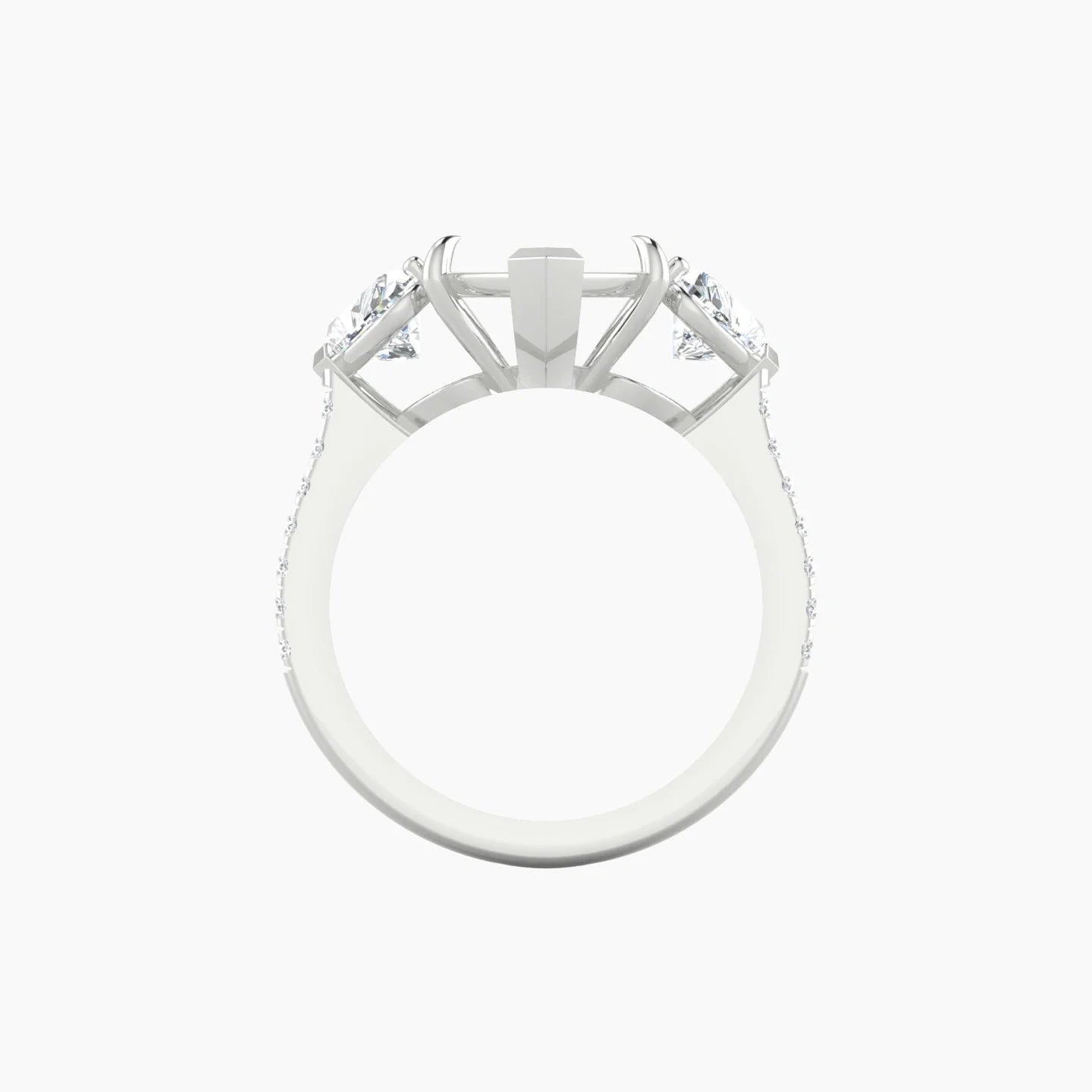 Simple Heart Trilogy with Straight Shank | 18k White Gold 5-7.99 ct Marquise Cut Ring Setting