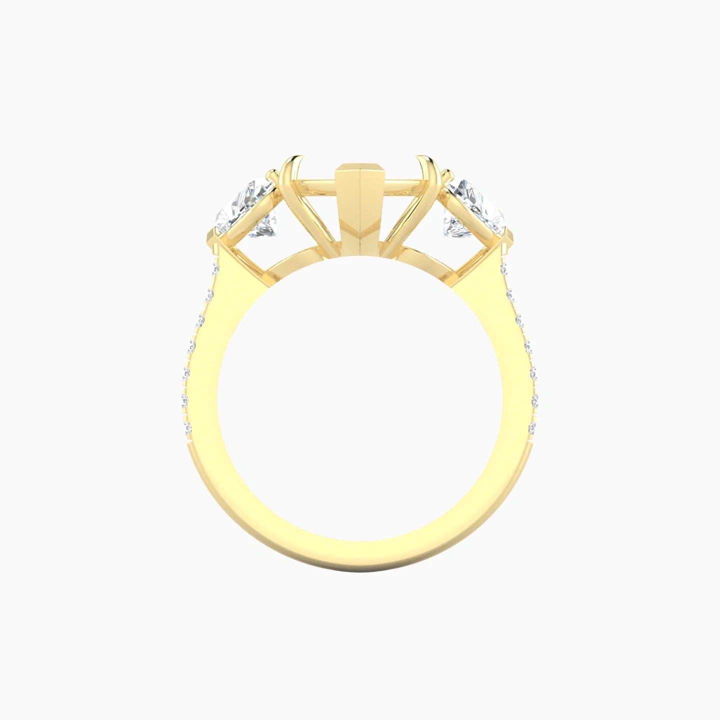 Simple Heart Trilogy with Straight Shank | 18k Yellow Gold 5-7.99 ct Marquise Cut Ring Setting