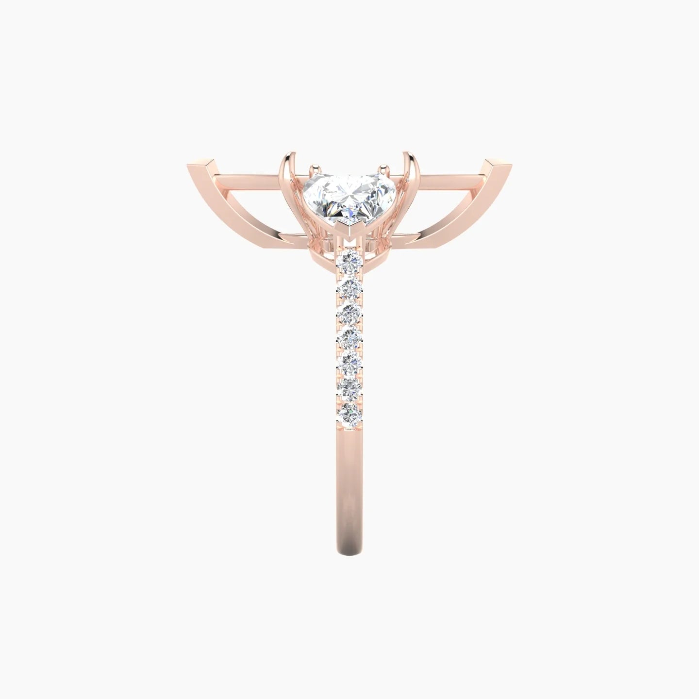 Simple Heart Trilogy with Straight Shank | 18k Rose Gold 5-7.99 ct Marquise Cut Ring Setting