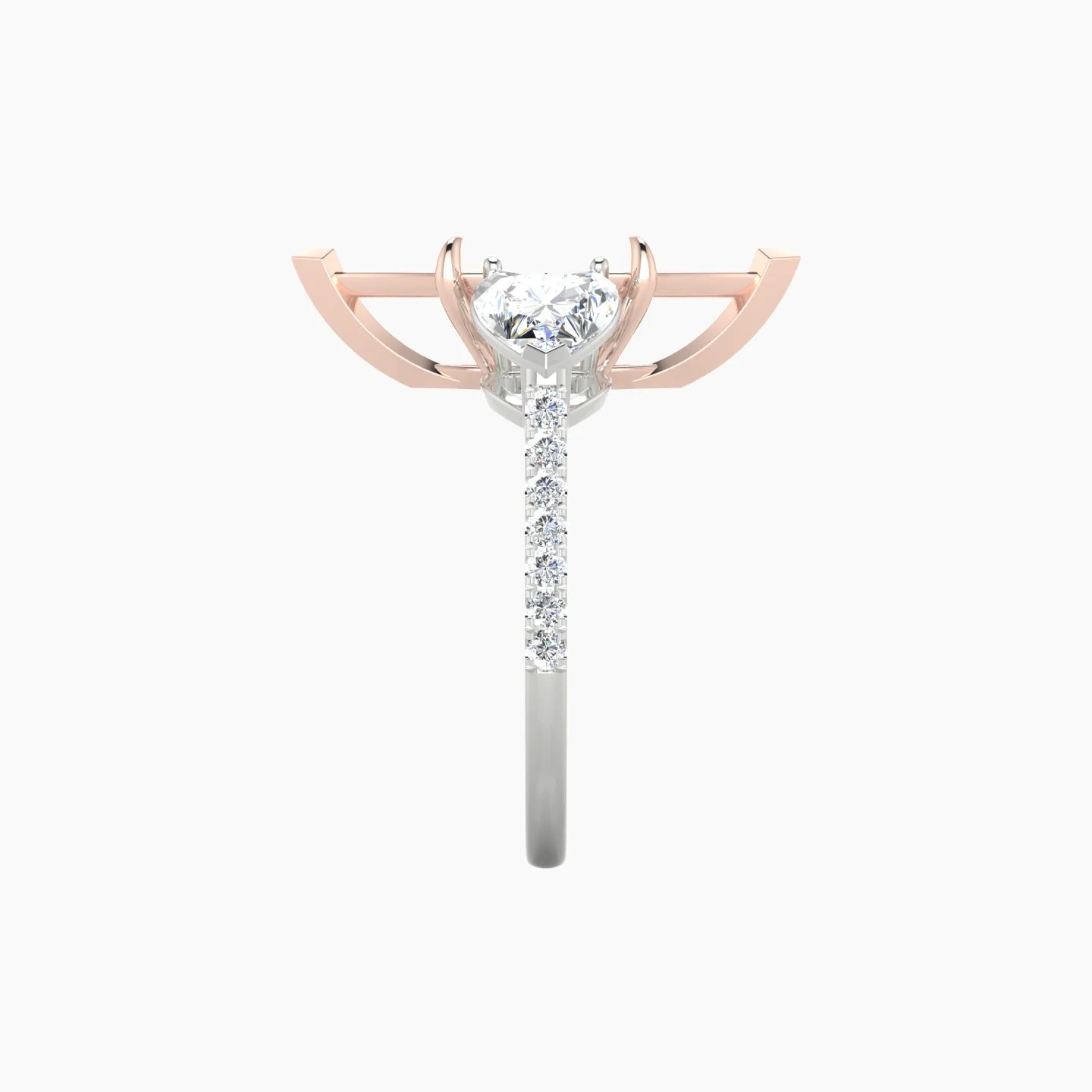 Simple Heart Trilogy with Straight Shank | 18k White & Rose Gold 5-7.99 ct Marquise Cut Ring Setting