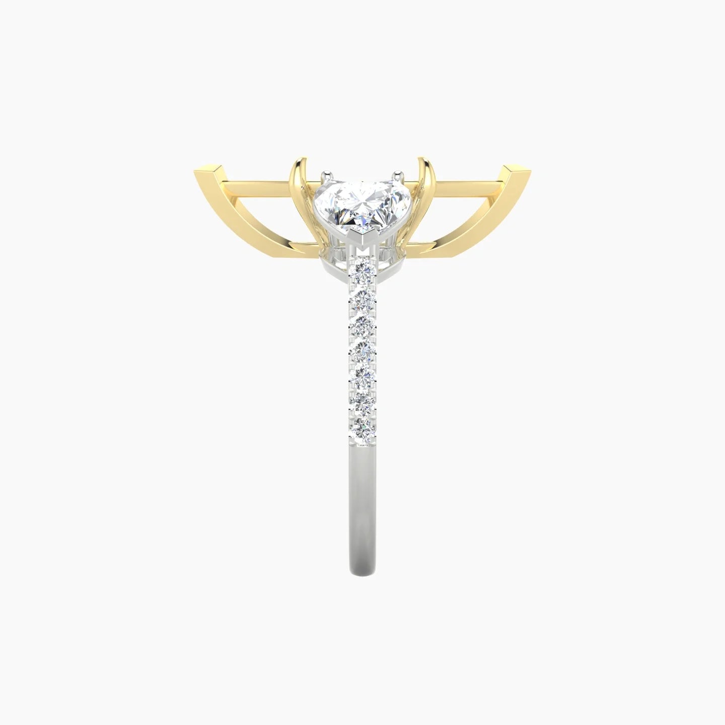 Simple Heart Trilogy with Straight Shank | 18k White & Yellow Gold 5-7.99 ct Marquise Cut Ring Setting