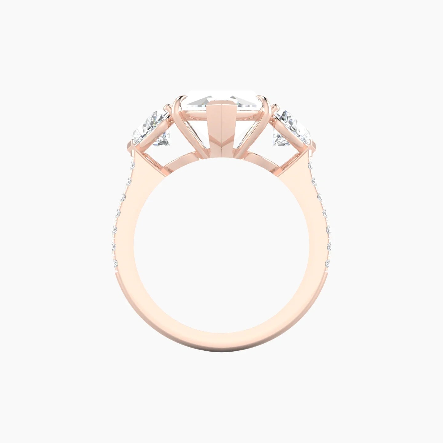 Simple Heart Trilogy with Straight Shank | 18k Rose Gold 5 ct Marquise Cut Ring
