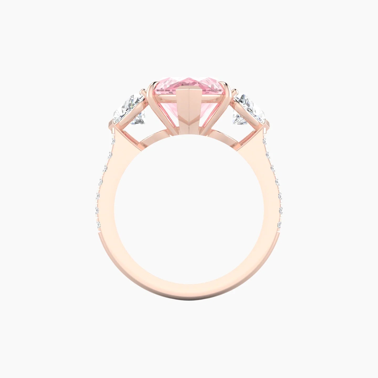 Simple Heart Trilogy with Straight Shank | 18k Rose Gold 5 ct Marquise Cut Ring