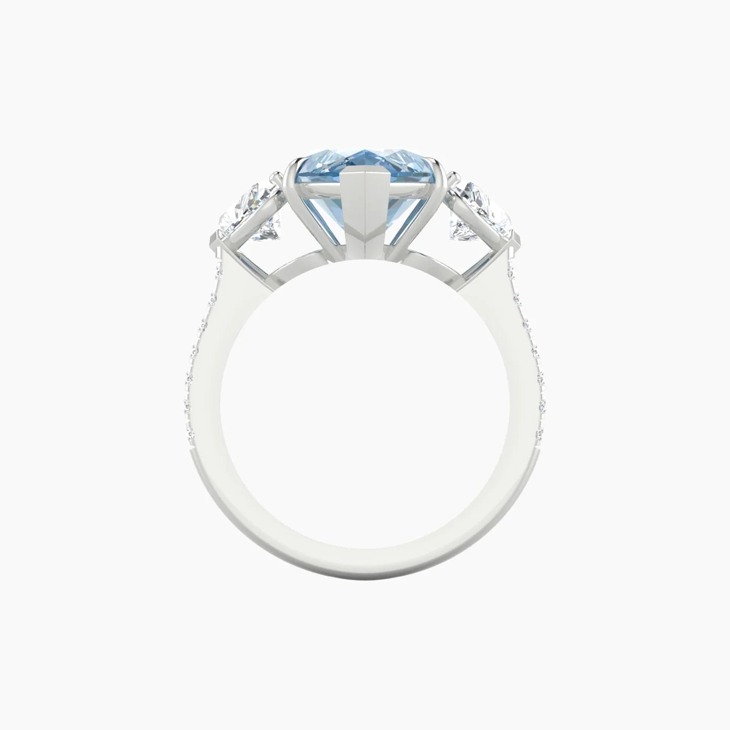 Simple Heart Trilogy with Straight Shank | 18k White Gold 5 ct Marquise Cut Ring