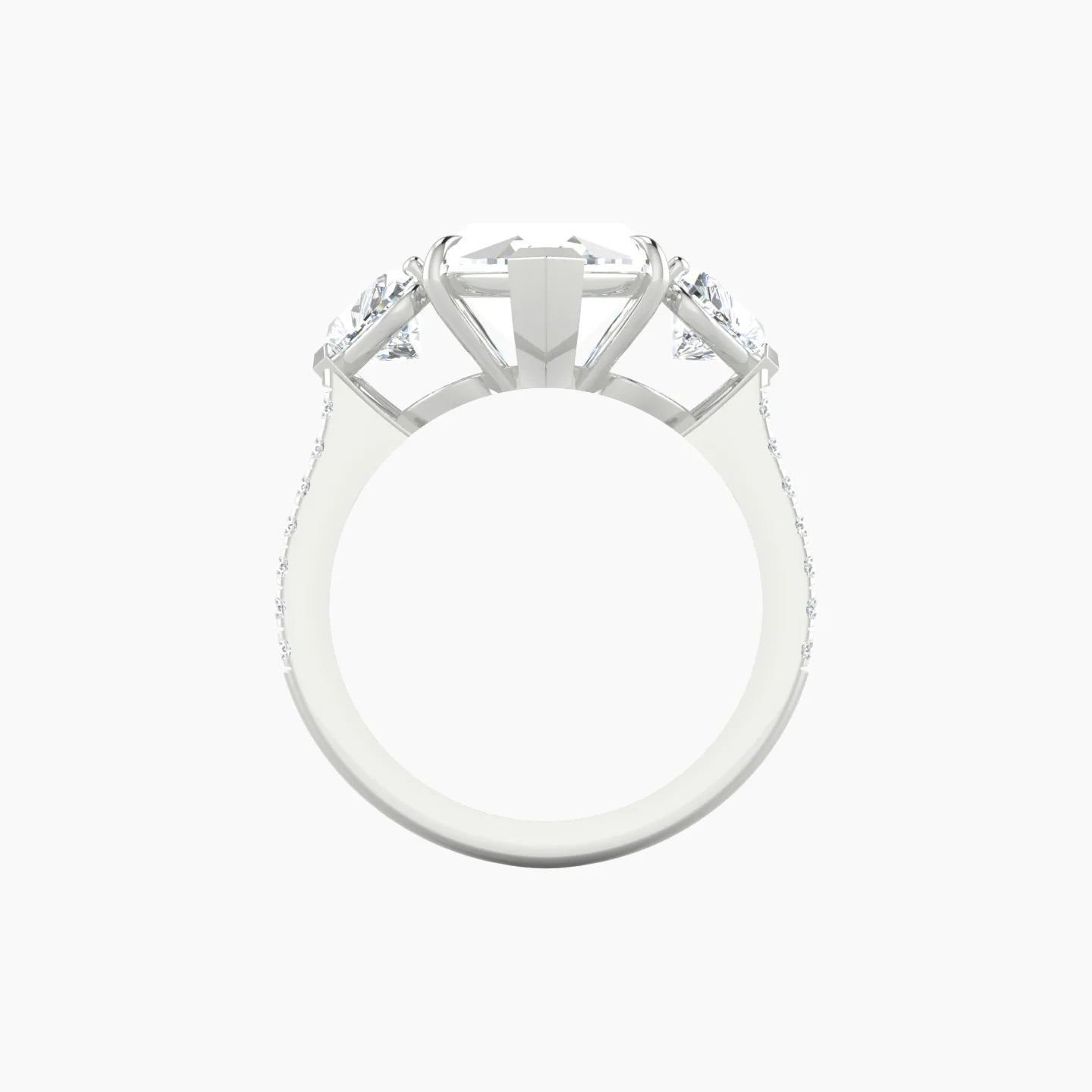 Simple Heart Trilogy with Straight Shank | 18k White Gold 5 ct Marquise Cut Ring