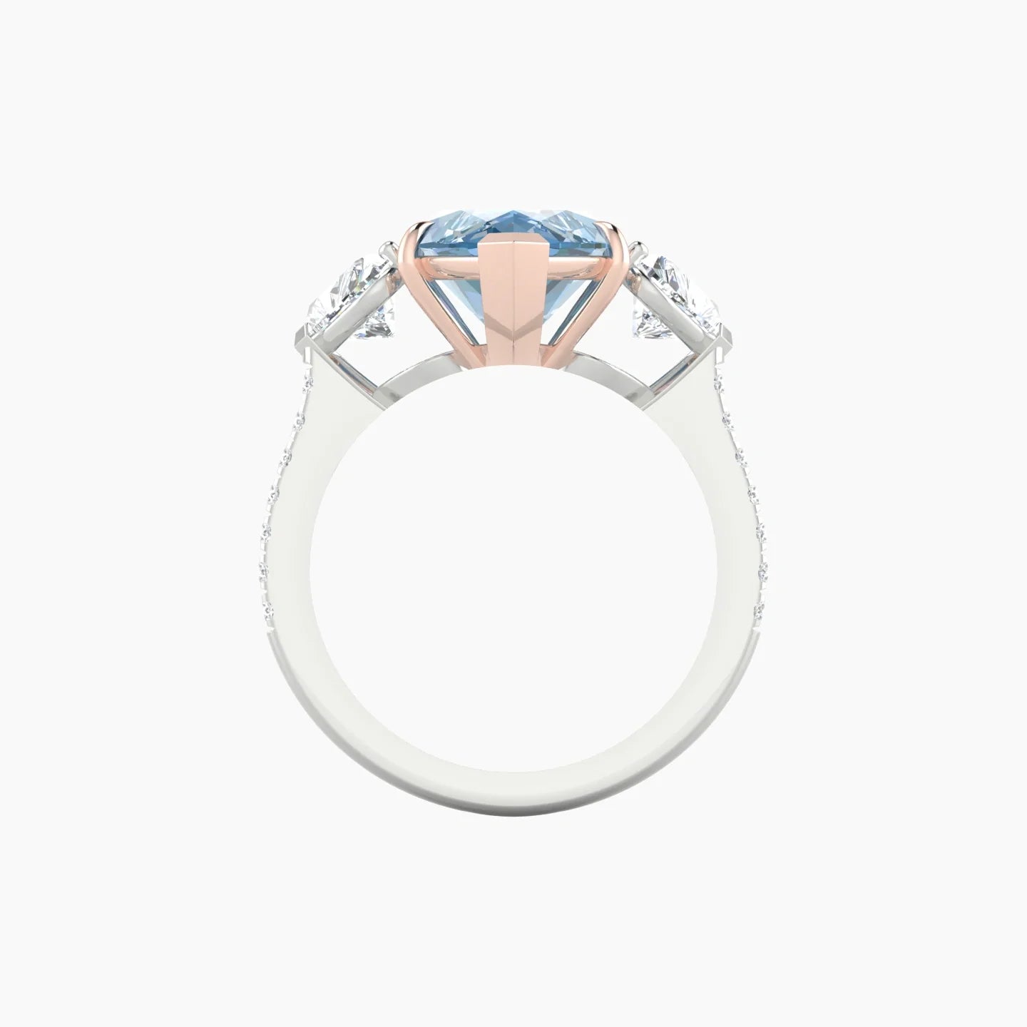 Simple Heart Trilogy with Straight Shank | 18k White & Rose Gold 5 ct Marquise Cut Ring