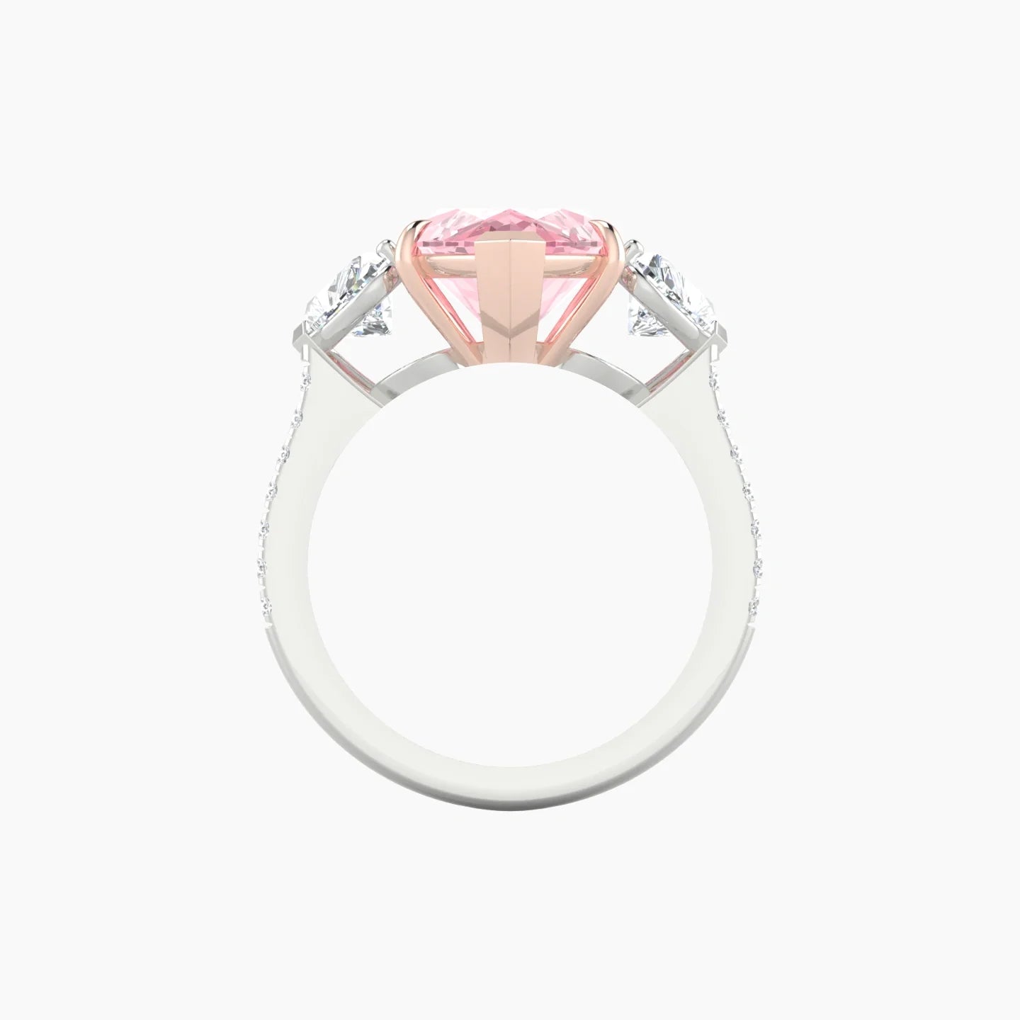 Simple Heart Trilogy with Straight Shank | 18k White & Rose Gold 5 ct Marquise Cut Ring