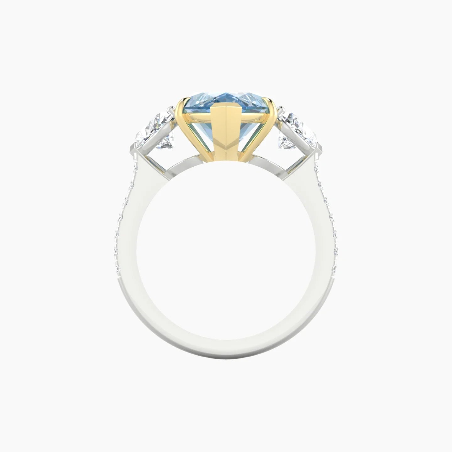 Simple Heart Trilogy with Straight Shank | 18k White & Yellow Gold 5 ct Marquise Cut Ring