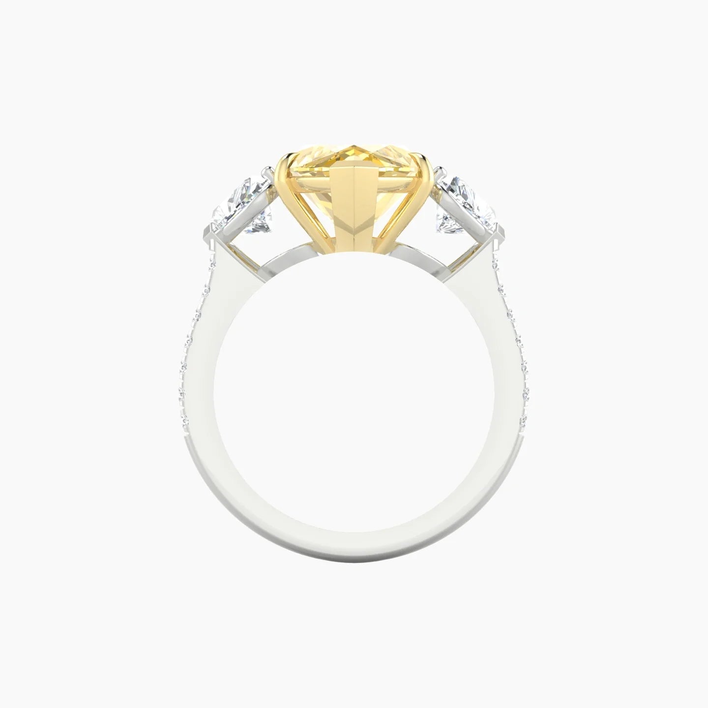 Simple Heart Trilogy with Straight Shank | 18k White & Yellow Gold 5 ct Marquise Cut Ring