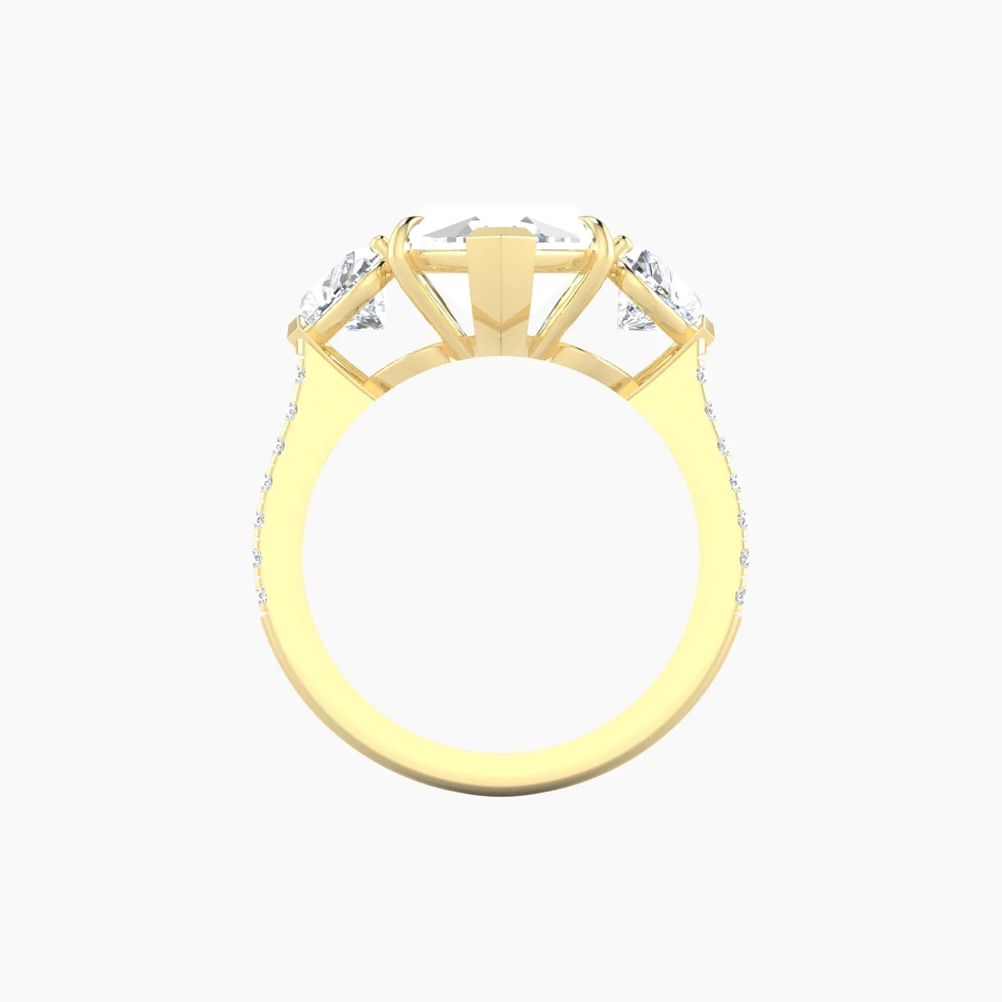 Simple Heart Trilogy with Straight Shank | 18k Yellow Gold 5 ct Marquise Cut Ring