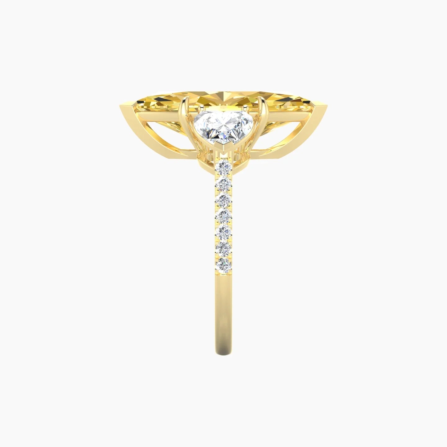 Simple Heart Trilogy with Straight Shank | 18k Yellow Gold 5 ct Marquise Cut Ring