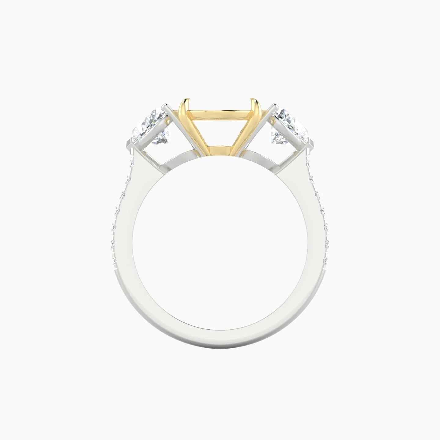 Simple Heart Trilogy with Straight Shank | 18k White & Yellow Gold 5-7.99 ct Oval Cut Ring Setting