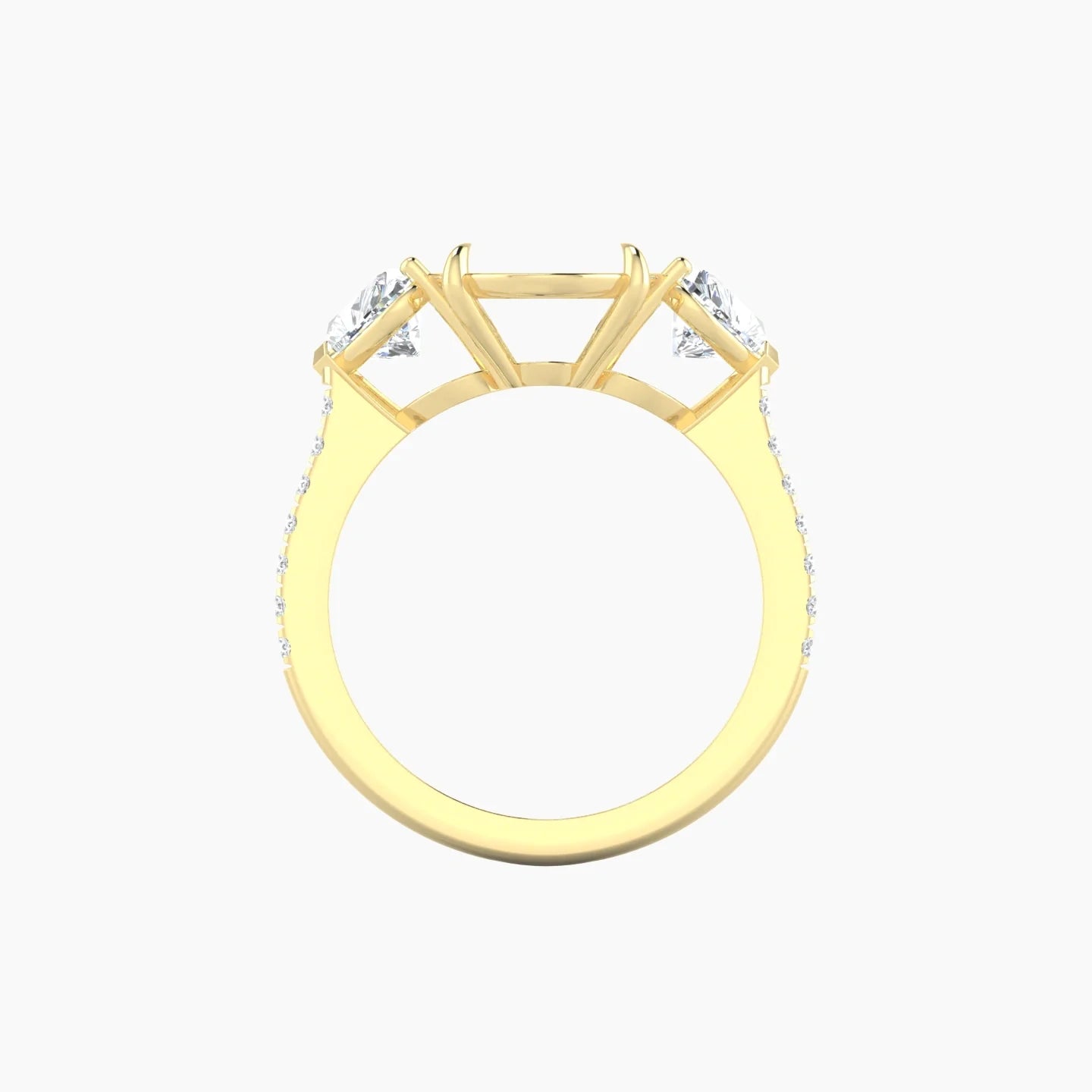 Simple Heart Trilogy with Straight Shank | 18k Yellow Gold 5-7.99 ct Oval Cut Ring Setting