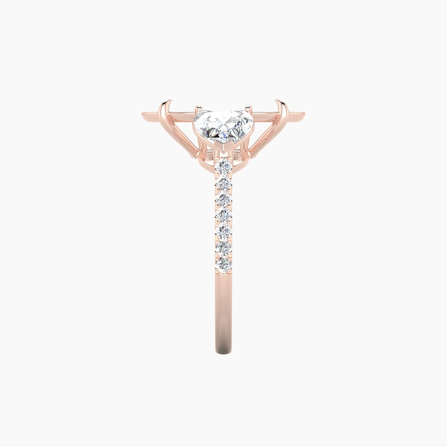 Simple Heart Trilogy with Straight Shank | 18k Rose Gold 5-7.99 ct Oval Cut Ring Setting