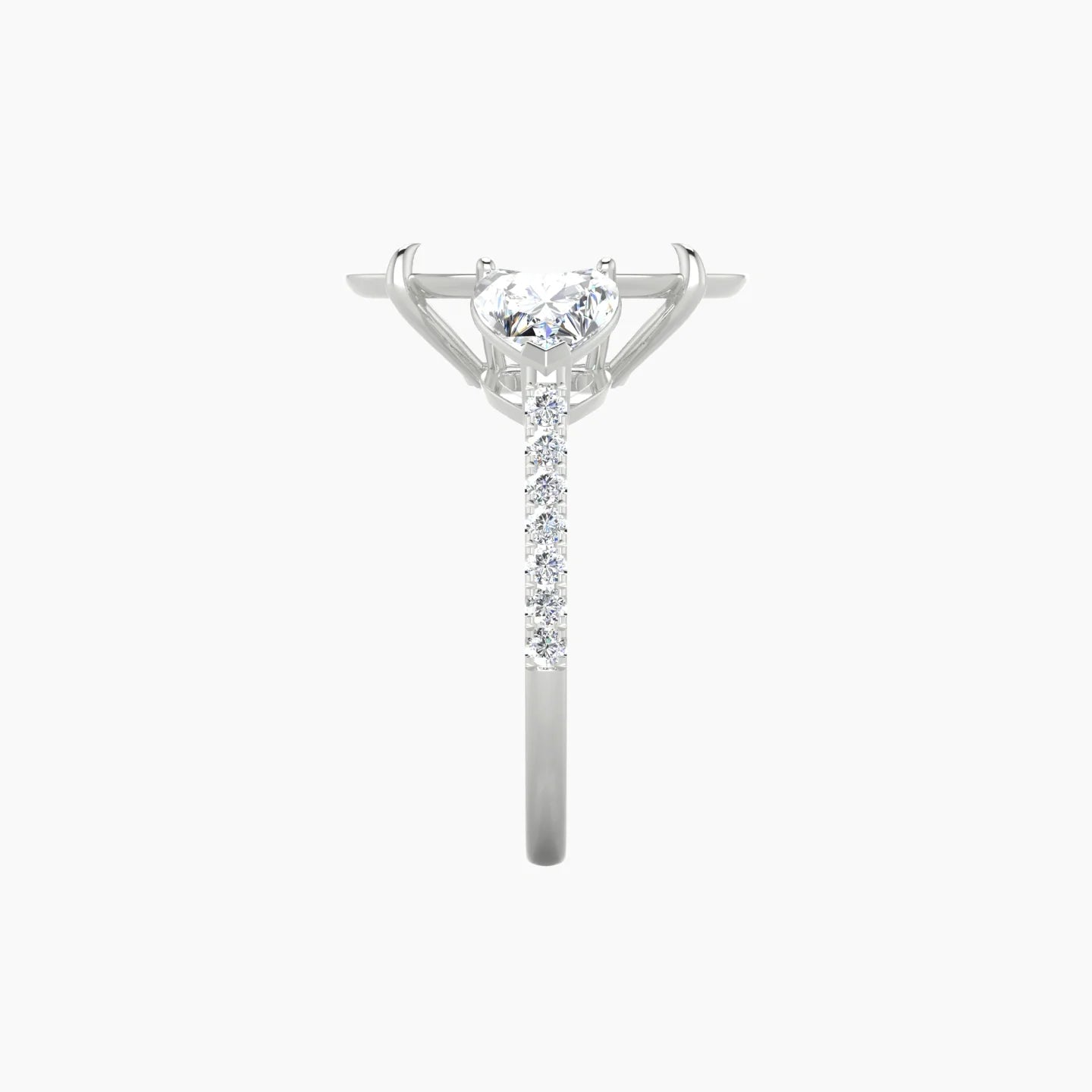 Simple Heart Trilogy with Straight Shank | 18k White Gold 5-7.99 ct Oval Cut Ring Setting