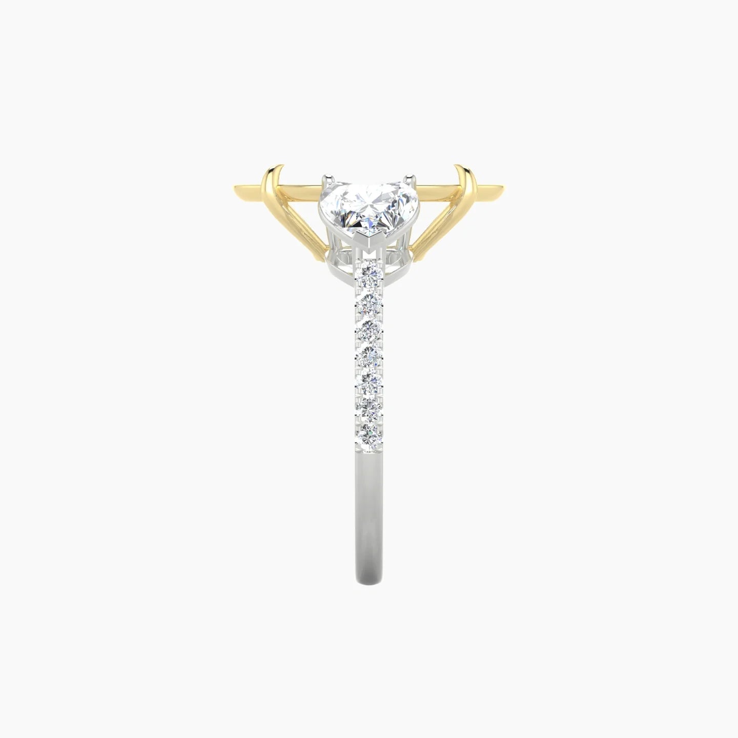 Simple Heart Trilogy with Straight Shank | 18k White & Yellow Gold 5-7.99 ct Oval Cut Ring Setting