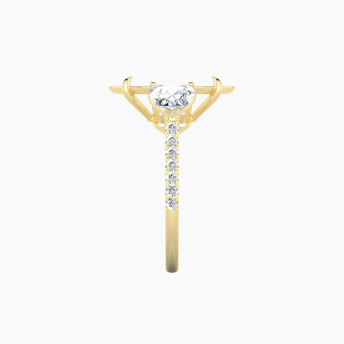 Simple Heart Trilogy with Straight Shank | 18k Yellow Gold 5-7.99 ct Oval Cut Ring Setting