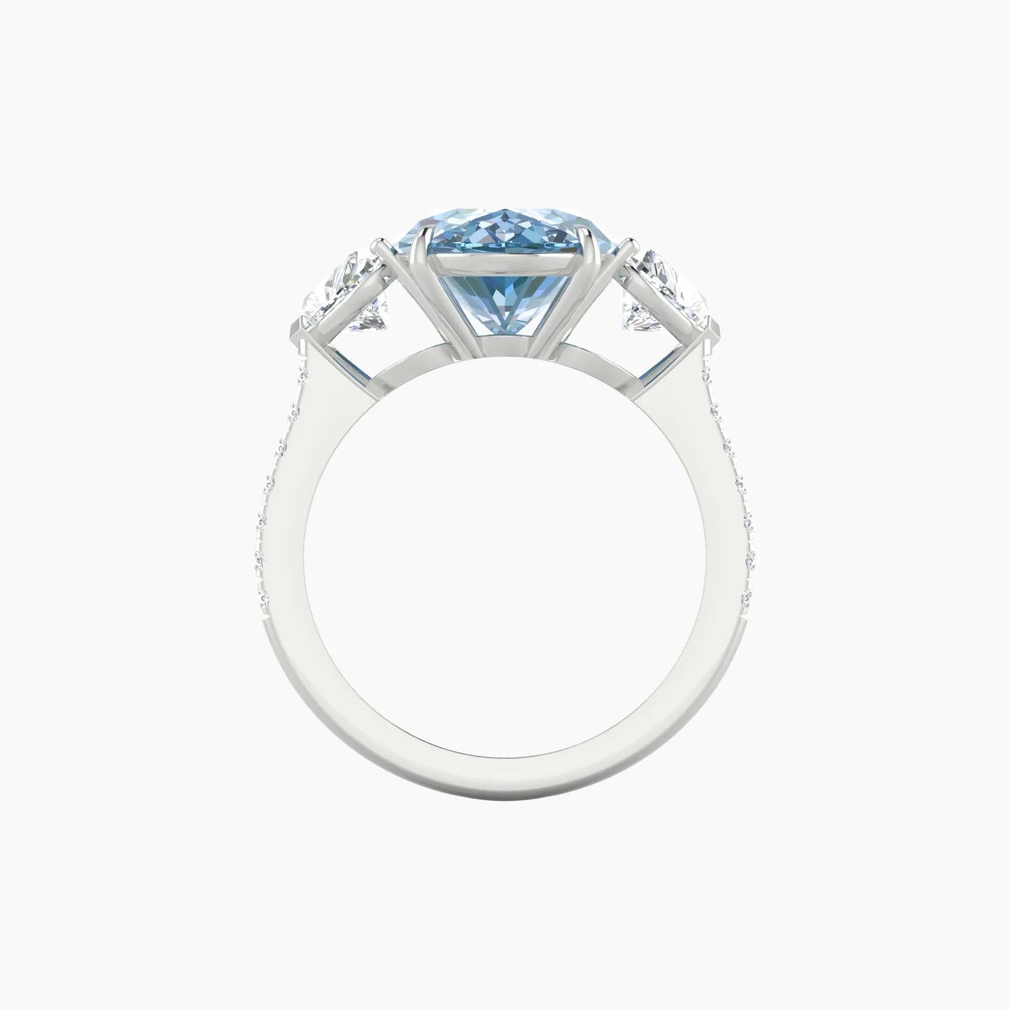 Simple Heart Trilogy with Straight Shank | 18k White Gold 5 ct Oval Cut Ring