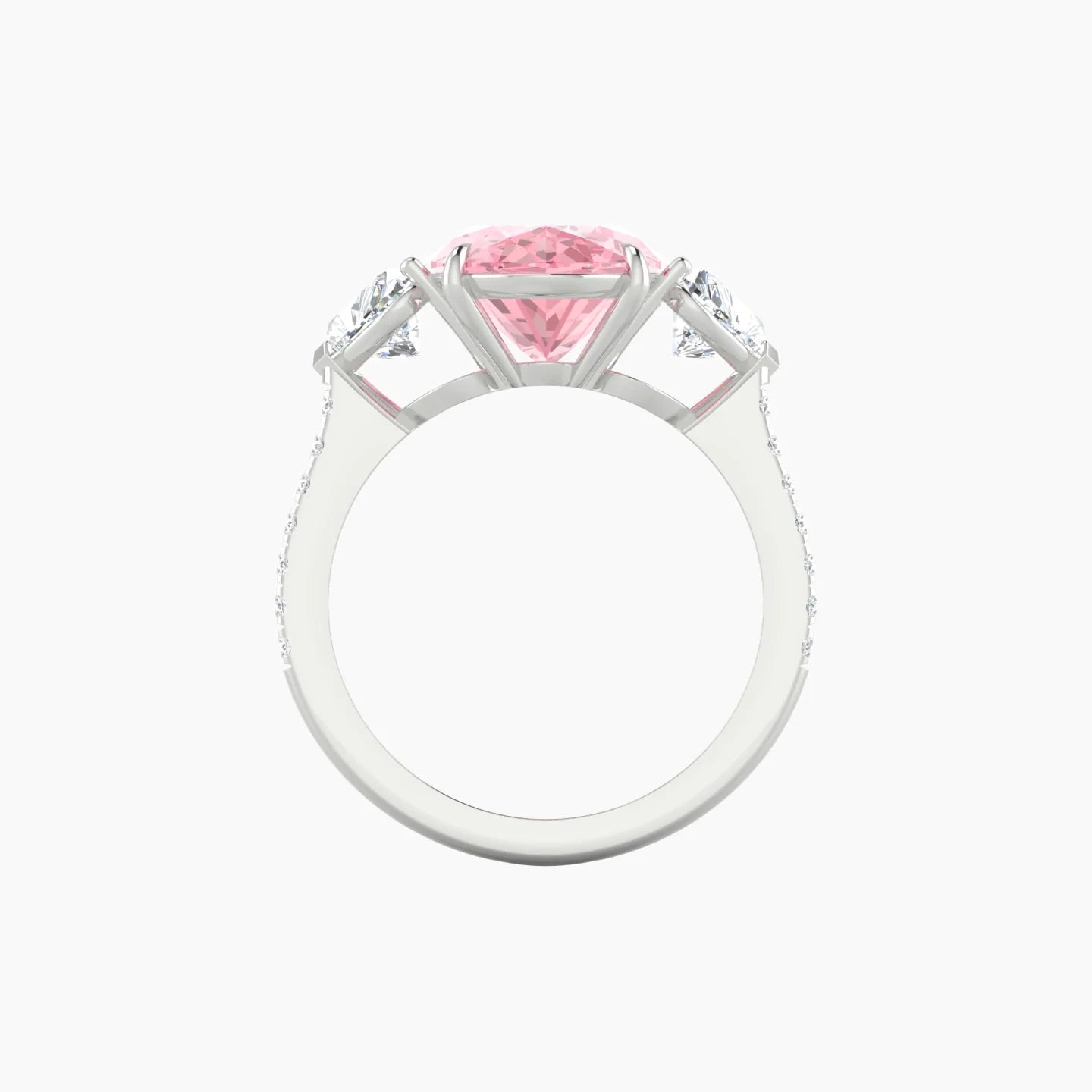 Simple Heart Trilogy with Straight Shank | 18k White Gold 5 ct Oval Cut Ring