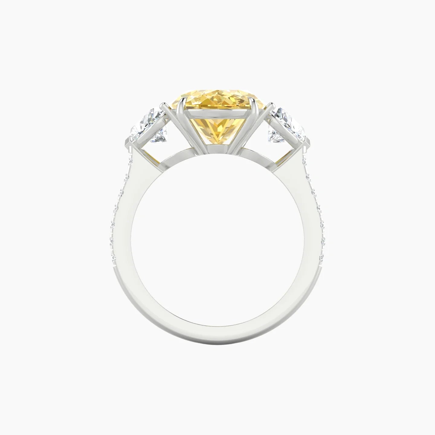 Simple Heart Trilogy with Straight Shank | 18k White Gold 5 ct Oval Cut Ring