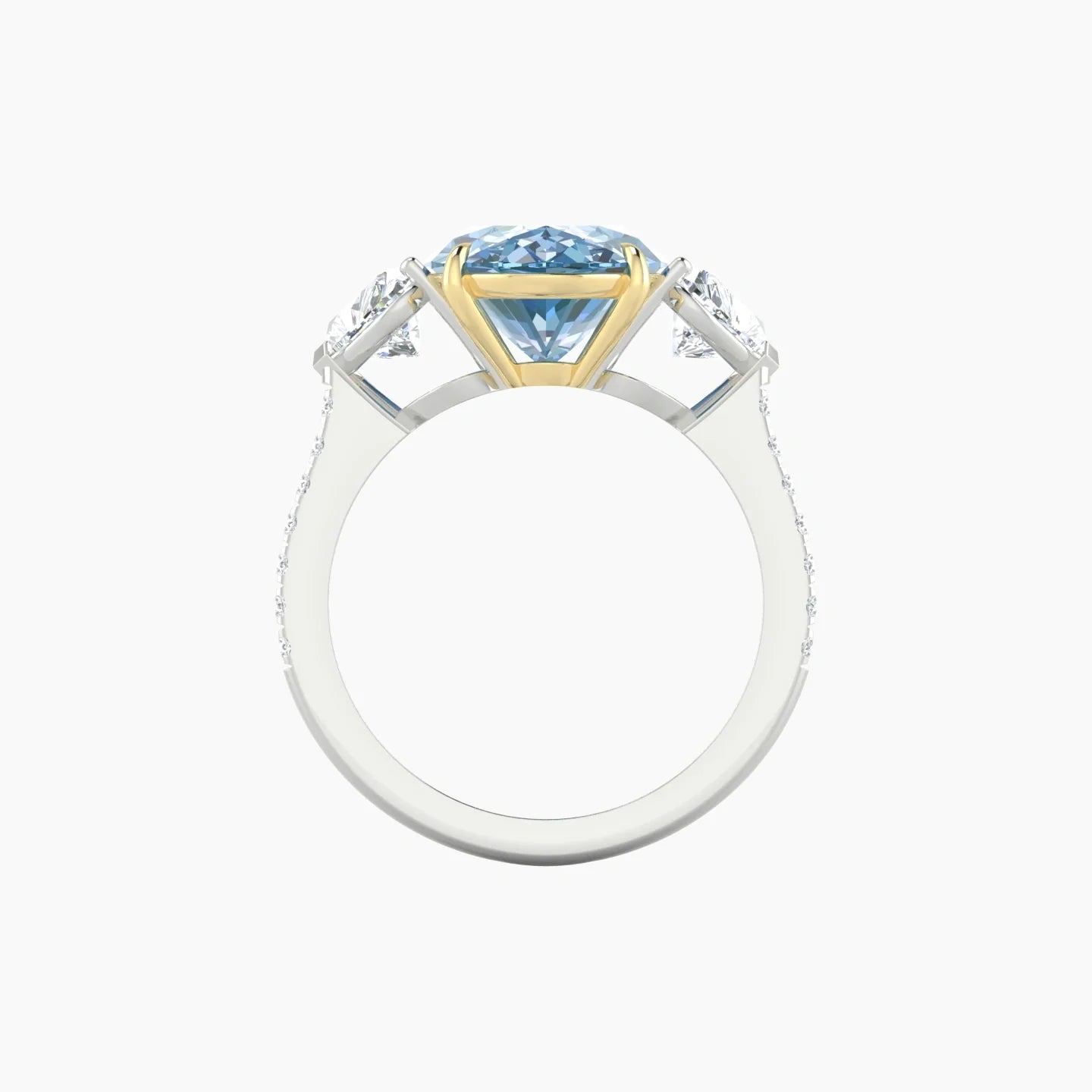 Simple Heart Trilogy with Straight Shank | 18k White & Yellow Gold 5 ct Oval Cut Ring