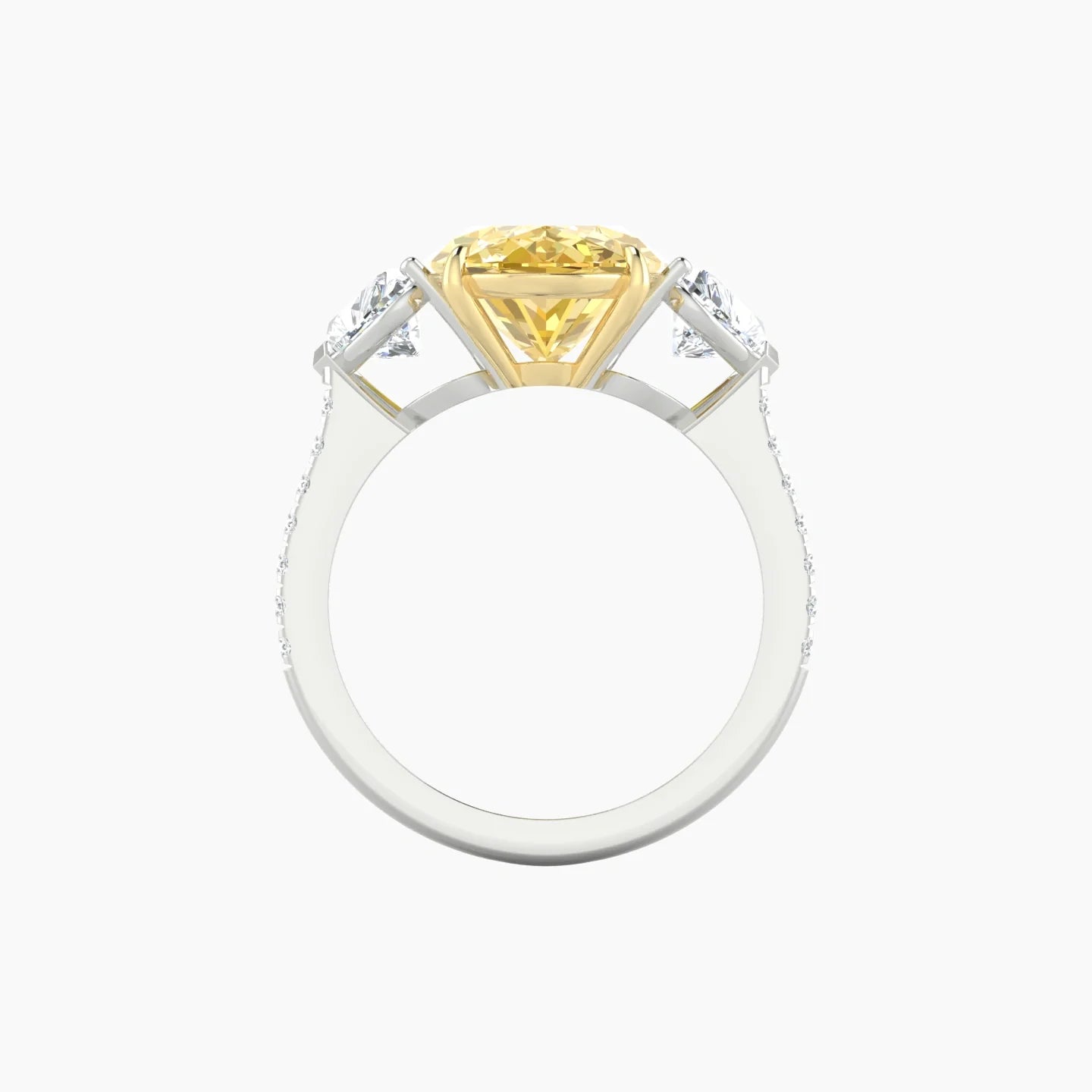Simple Heart Trilogy with Straight Shank | 18k White & Yellow Gold 5 ct Oval Cut Ring