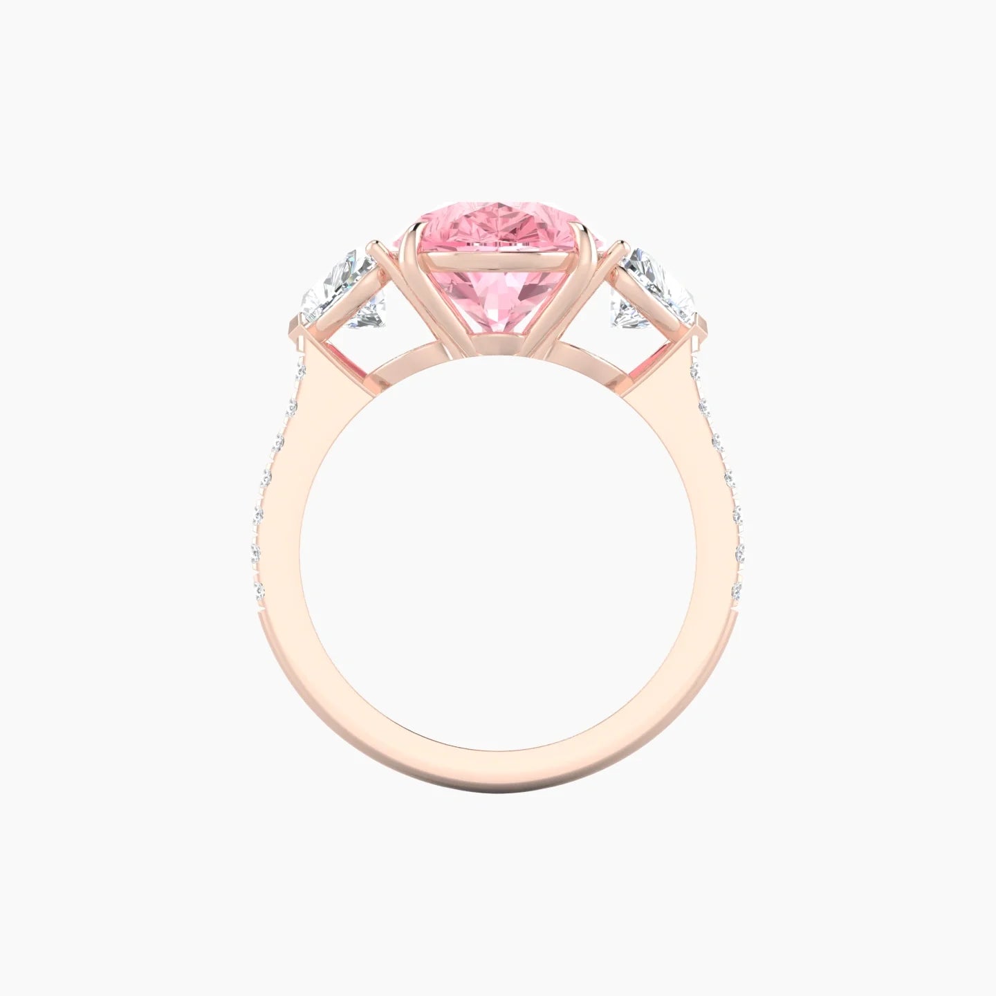 Simple Heart Trilogy with Straight Shank | 18k Rose Gold 5 ct Pear Cut Ring