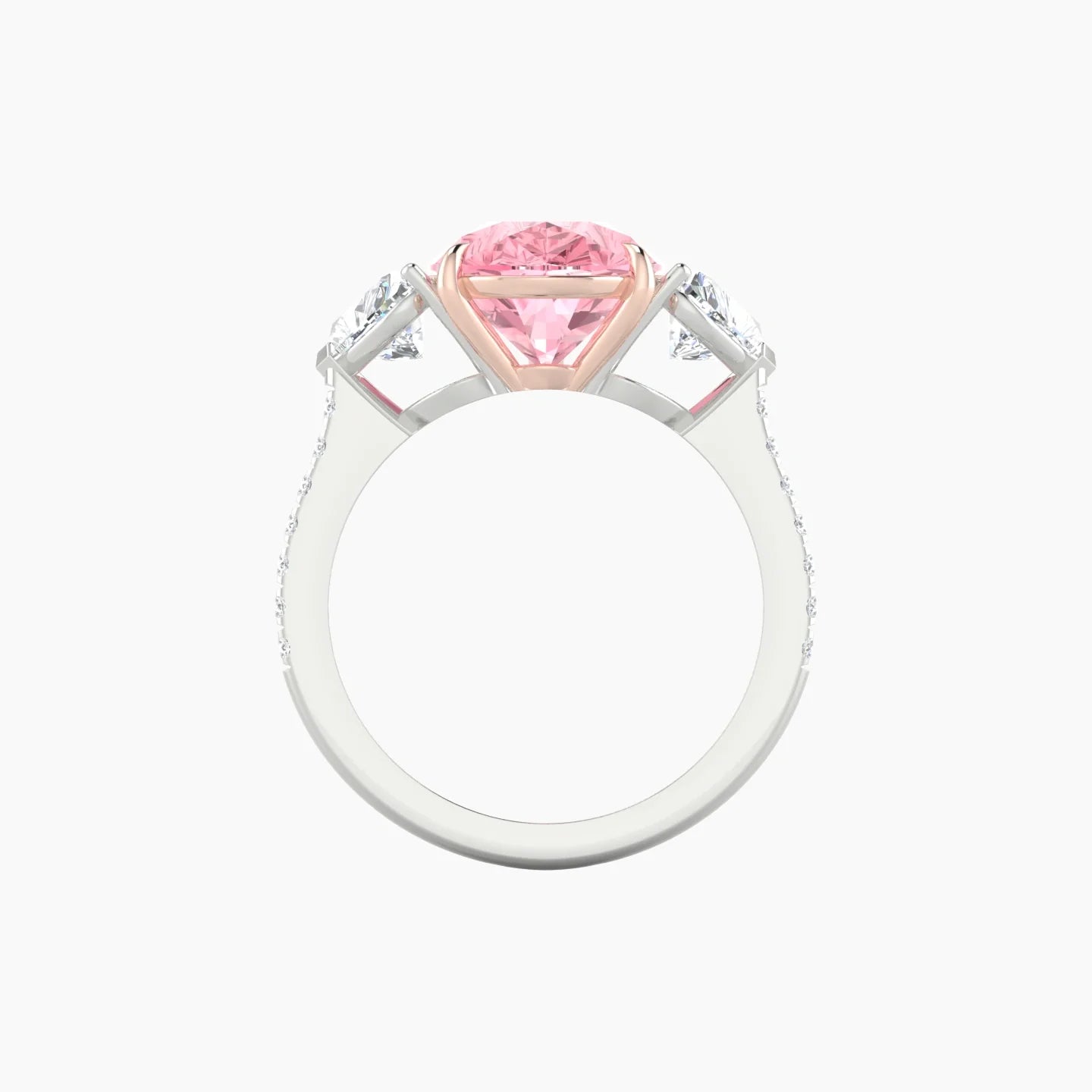 Simple Heart Trilogy with Straight Shank | 18k White & Rose Gold 5 ct Pear Cut Ring
