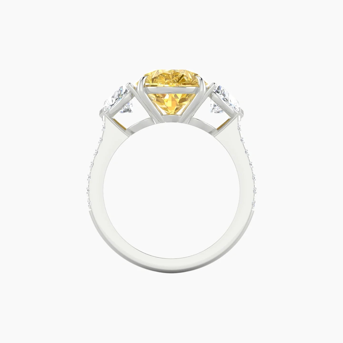 Simple Heart Trilogy with Straight Shank | 18k White Gold 5 ct Pear Cut Ring