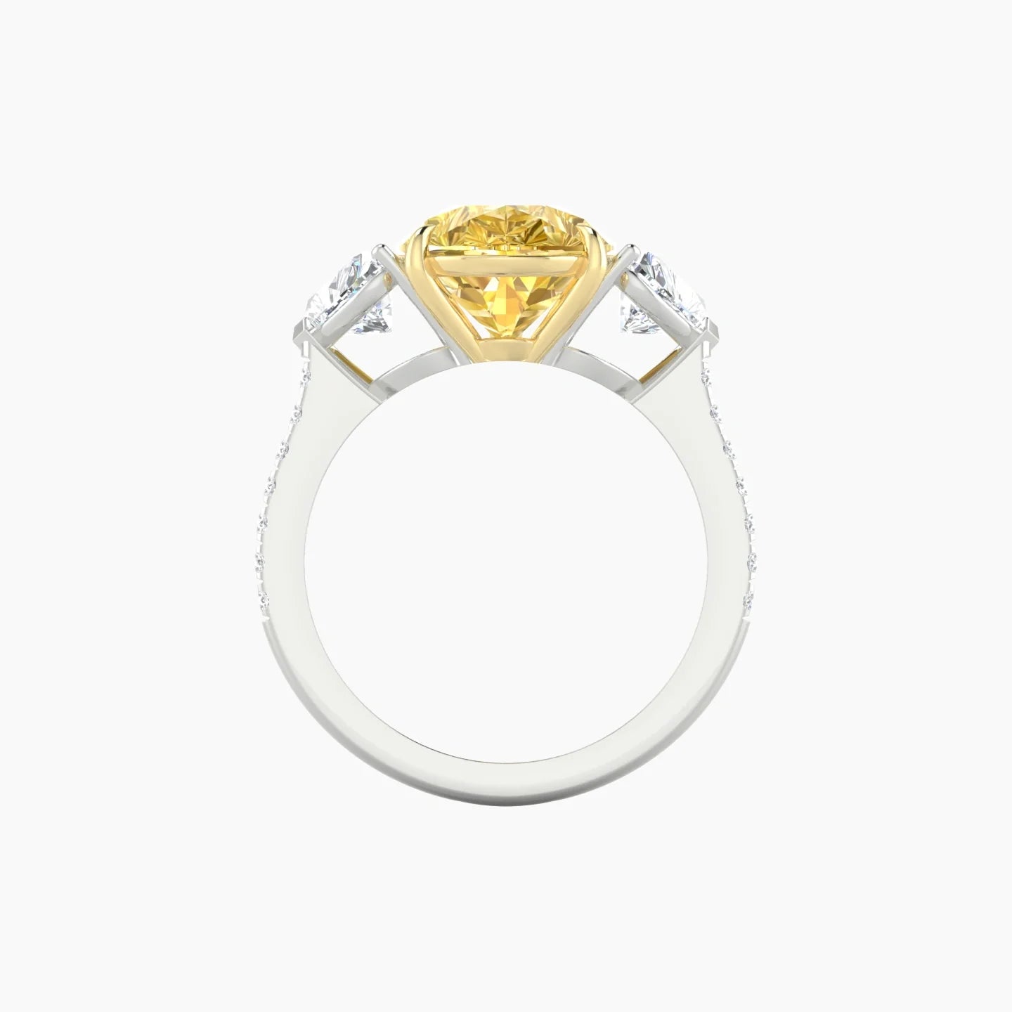 Simple Heart Trilogy with Straight Shank | 18k White & Yellow Gold 5 ct Pear Cut Ring