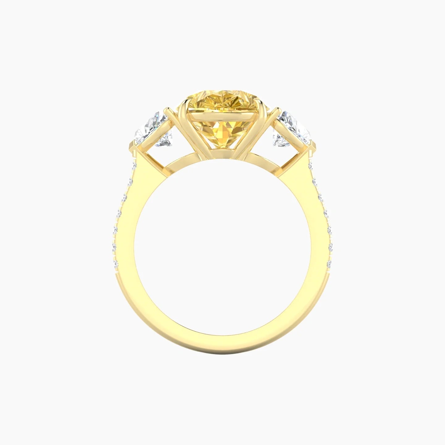 Simple Heart Trilogy with Straight Shank | 18k Yellow Gold 5 ct Pear Cut Ring