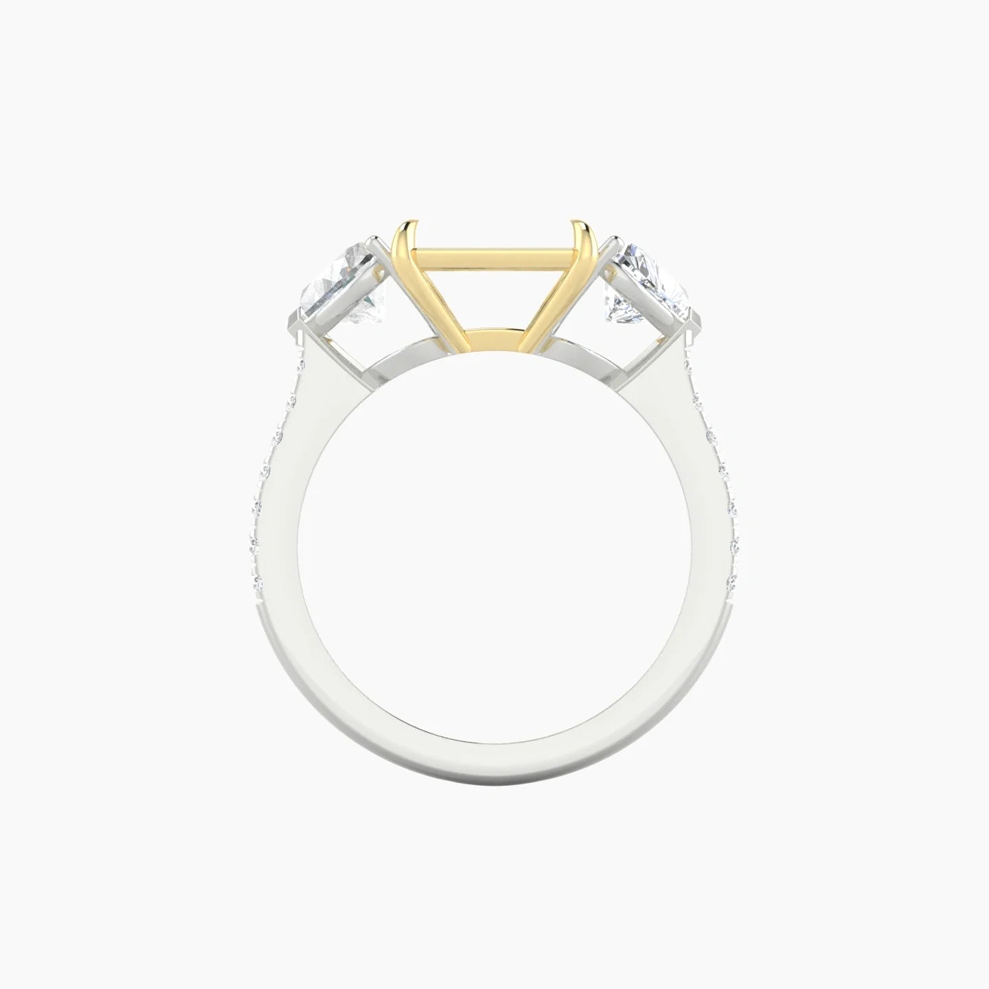 Simple Heart Trilogy with Straight Shank | 18k White & Yellow Gold 5-7.99 ct Radiant Cut Ring Setting