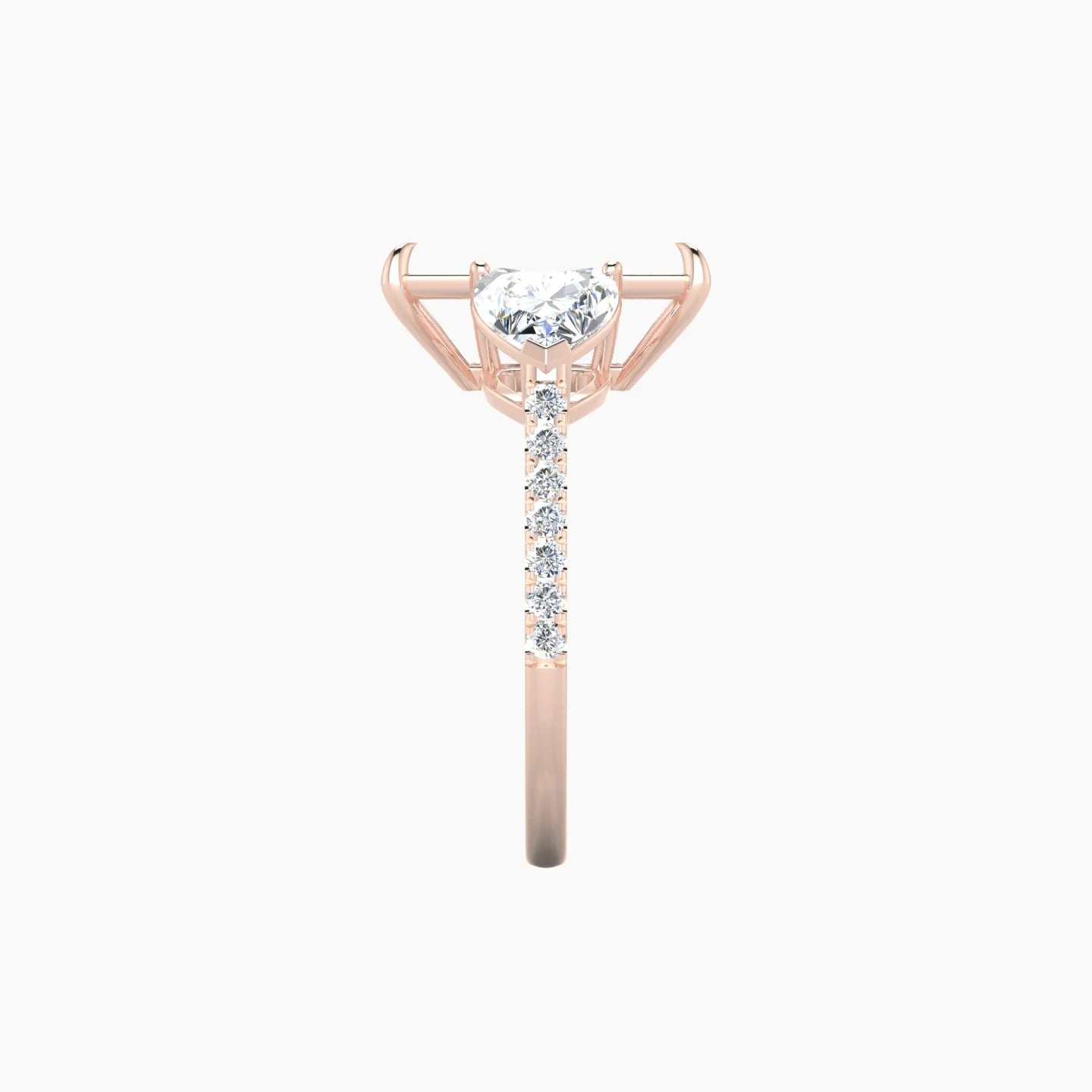 Simple Heart Trilogy with Straight Shank | 18k Rose Gold 5-7.99 ct Radiant Cut Ring Setting