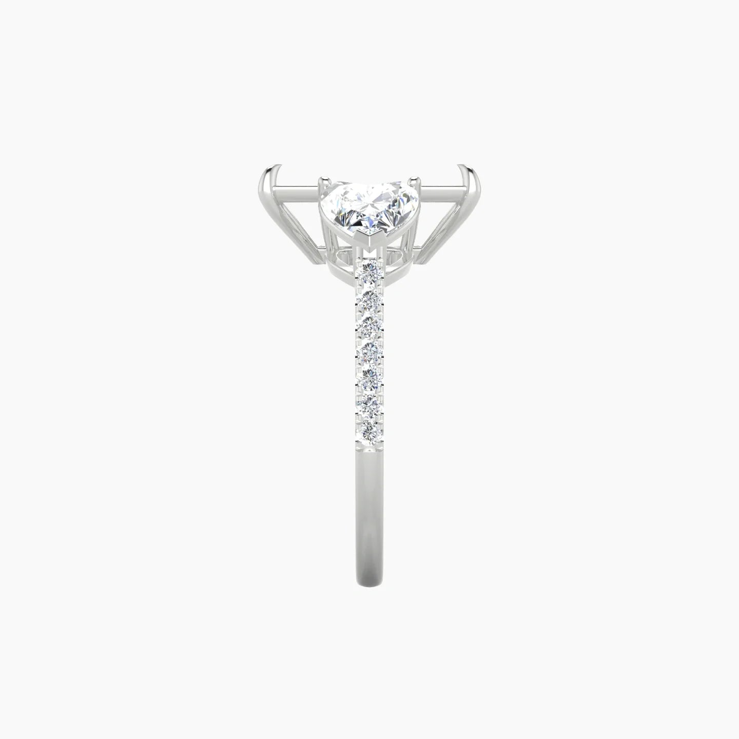 Simple Heart Trilogy with Straight Shank | 18k White Gold 5-7.99 ct Radiant Cut Ring Setting