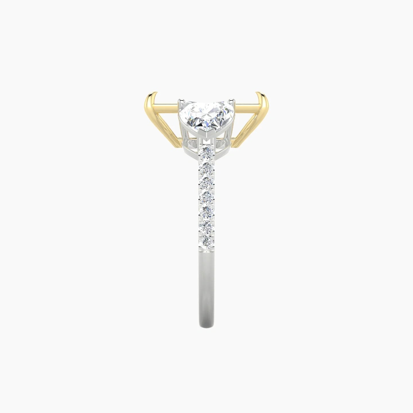 Simple Heart Trilogy with Straight Shank | 18k White & Yellow Gold 5-7.99 ct Radiant Cut Ring Setting