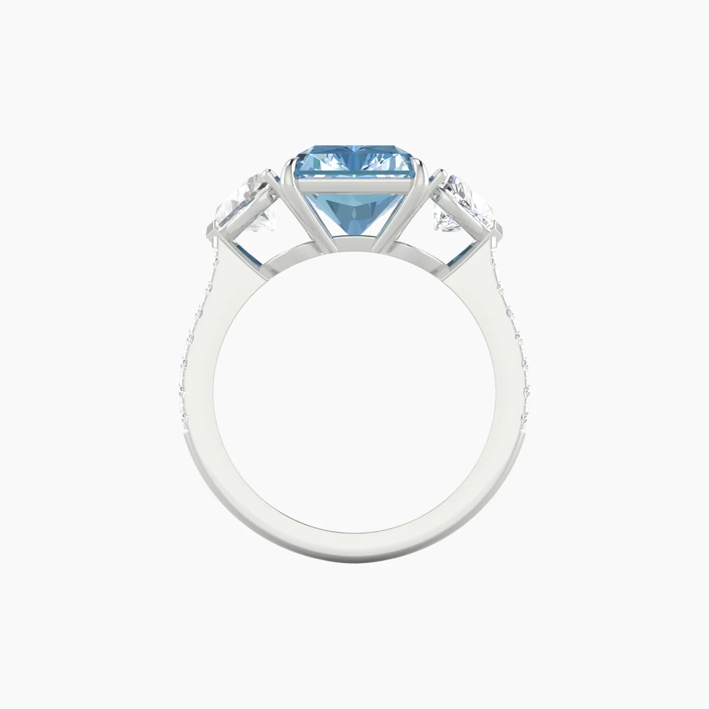 Simple Heart Trilogy with Straight Shank | 18k White Gold 5 ct Radiant Cut Ring