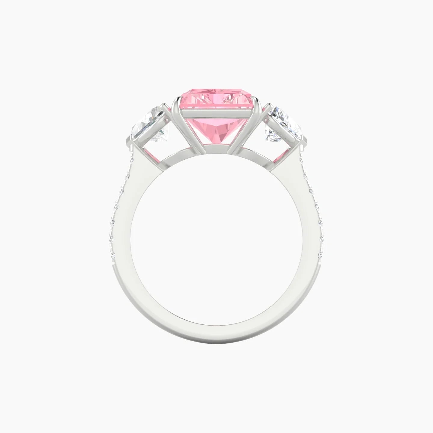 Simple Heart Trilogy with Straight Shank | 18k White Gold 5 ct Radiant Cut Ring