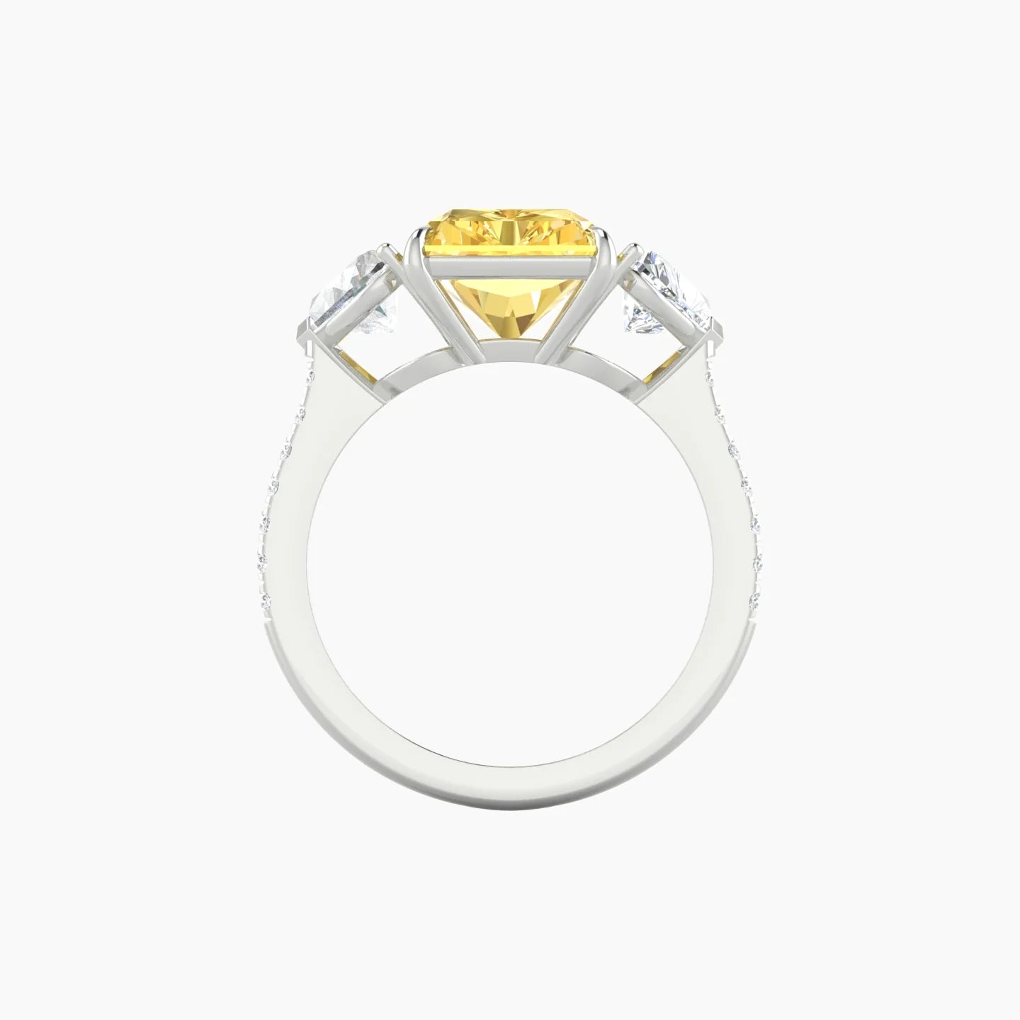 Simple Heart Trilogy with Straight Shank | 18k White Gold 5 ct Radiant Cut Ring