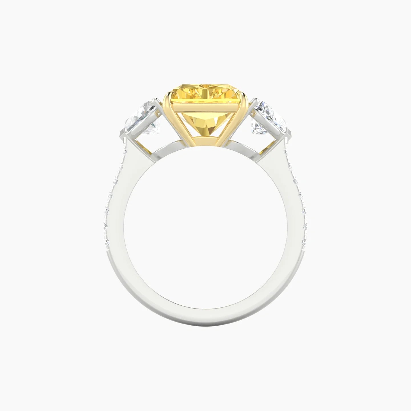 Simple Heart Trilogy with Straight Shank | 18k White & Yellow Gold 5 ct Radiant Cut Ring