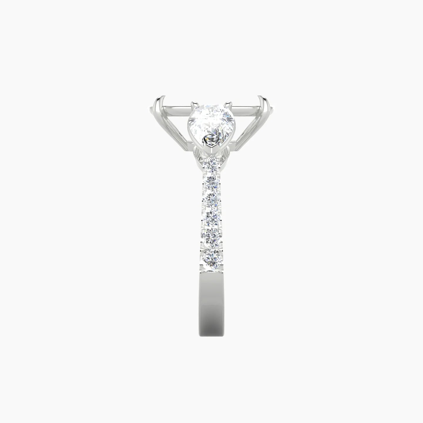 Simple Pear Trilogy with Reverse Shank | 18k White Gold 5-7.99 ct Cushion Cut Ring Setting