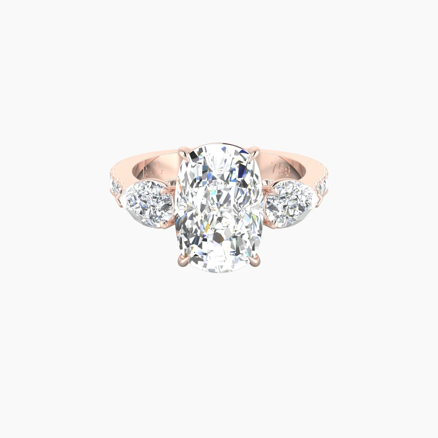Simple Pear Trilogy with Reverse Shank | 18k Rose Gold 5 ct Cushion Cut Ring