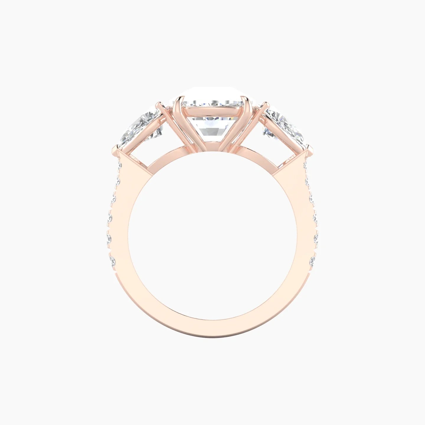 Simple Pear Trilogy with Reverse Shank | 18k Rose Gold 5 ct Cushion Cut Ring