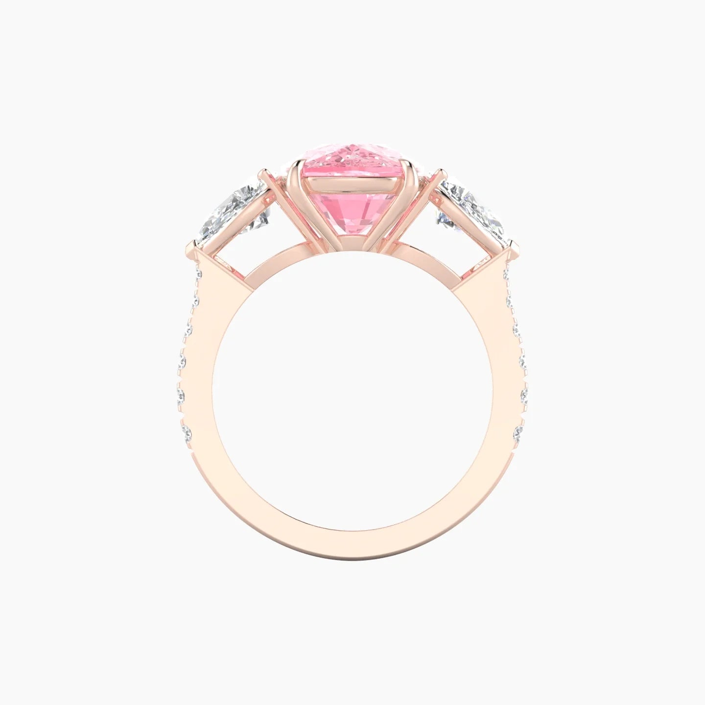 Simple Pear Trilogy with Reverse Shank | 18k Rose Gold 5 ct Cushion Cut Ring