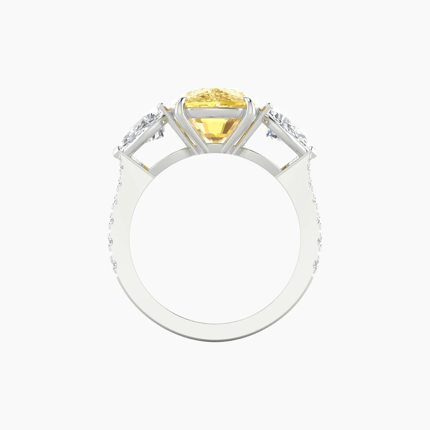 Simple Pear Trilogy with Reverse Shank | 18k White Gold 5 ct Cushion Cut Ring