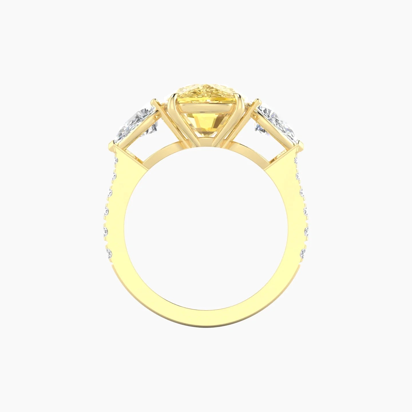 Simple Pear Trilogy with Reverse Shank | 18k Yellow Gold 5 ct Cushion Cut Ring