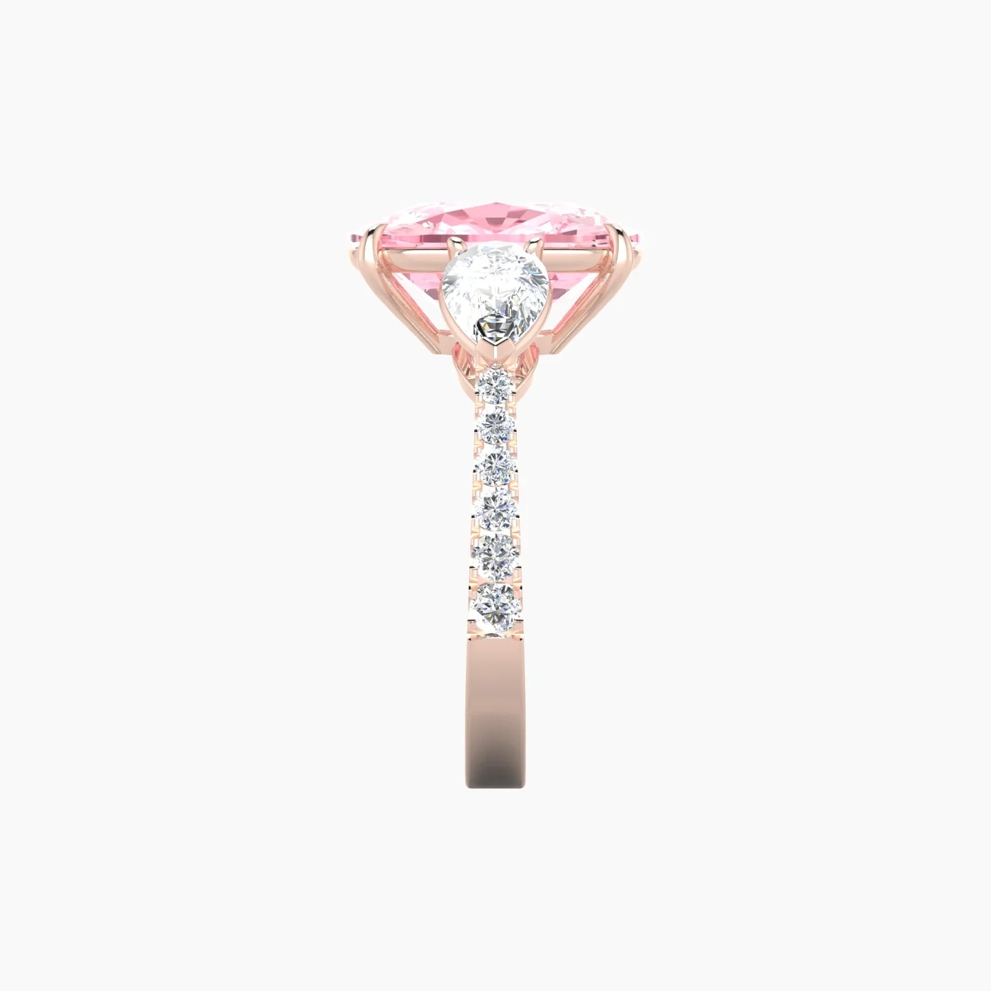 Simple Pear Trilogy with Reverse Shank | 18k Rose Gold 5 ct Cushion Cut Ring