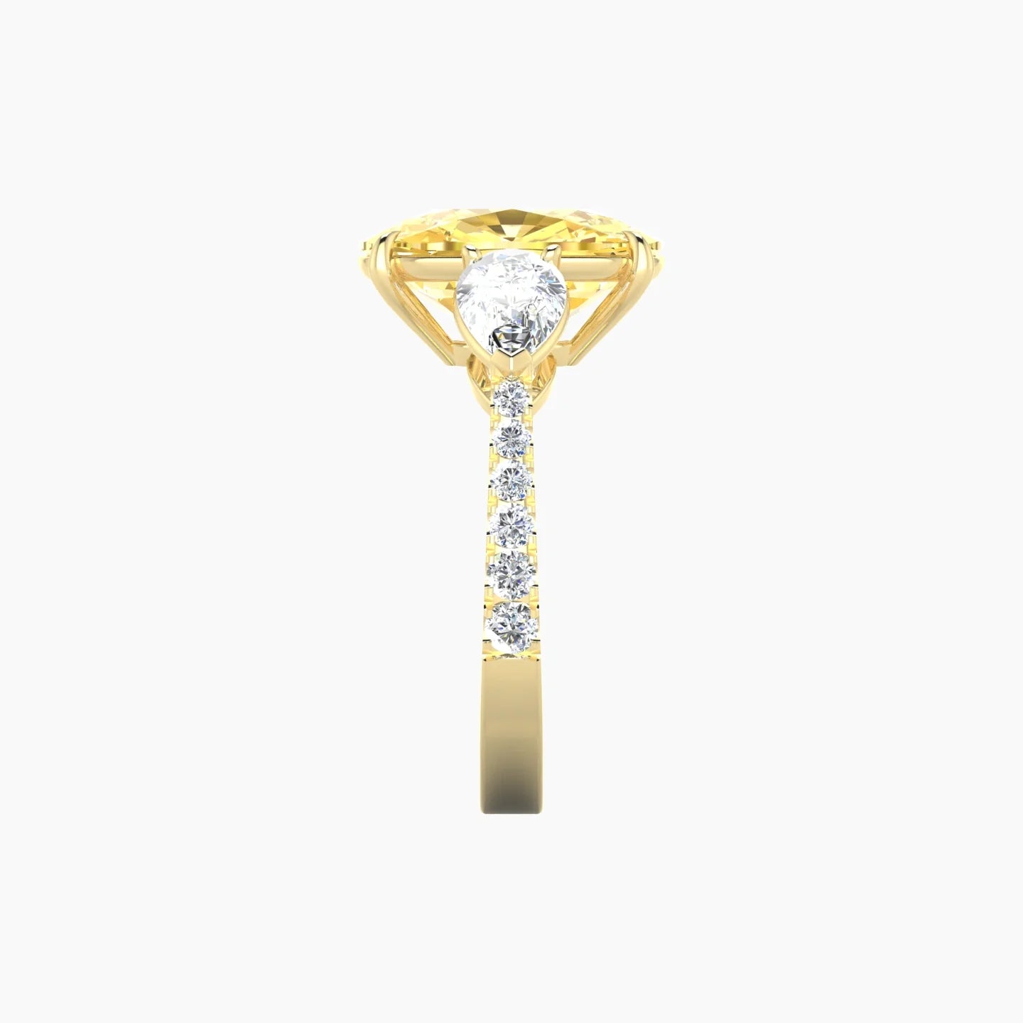 Simple Pear Trilogy with Reverse Shank | 18k Yellow Gold 5 ct Cushion Cut Ring